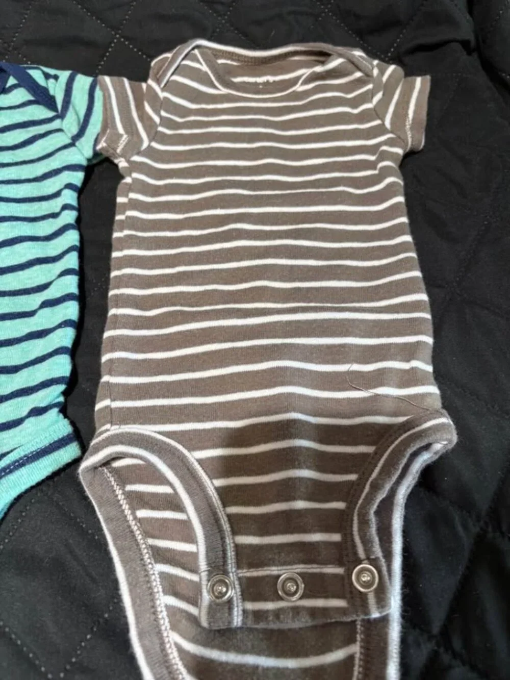 2- Carters newborn stripe sleepers bodysuits